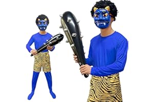 [DECEED] 節分 鬼のお面 鬼コスプレ 鬼 着ぐるみ 衣装 全身タイツ こん棒 虎柄パンツ 6点セット 赤鬼 青鬼 コスチューム 仮面 豆まき マスク 張子鬼面 仮装 オニ退治