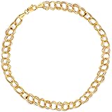 14k Solid Real Yellow Gold Link Charm Bracelet 7 1/4"