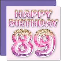 Amazon | 89歳の誕生日カード 女性用 - ピンク&パープルの