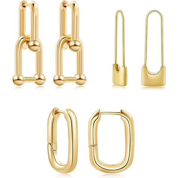 Bottega 2 Pair Teardrop Gold Hoop Earrings For Women - Chunky Lightweight Drop Hoops, 3.2x1.8cm