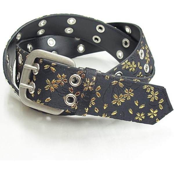 Amazon | [絡繰魂] からくり魂 ベルト 本革 和柄 穴なし オートロック