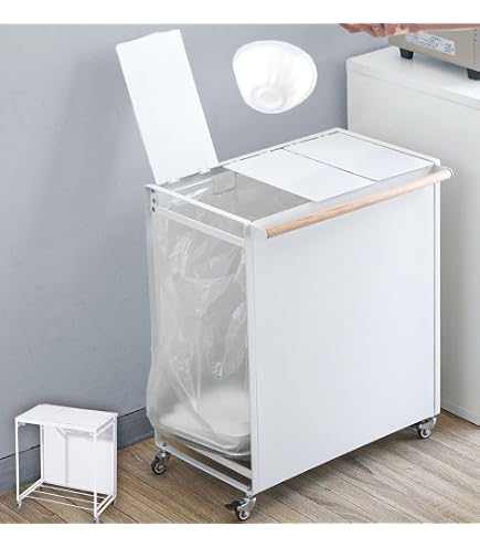 Amazon｜kakusu レジ袋ダストボックス (ホワイト, 3分別)｜フタなし