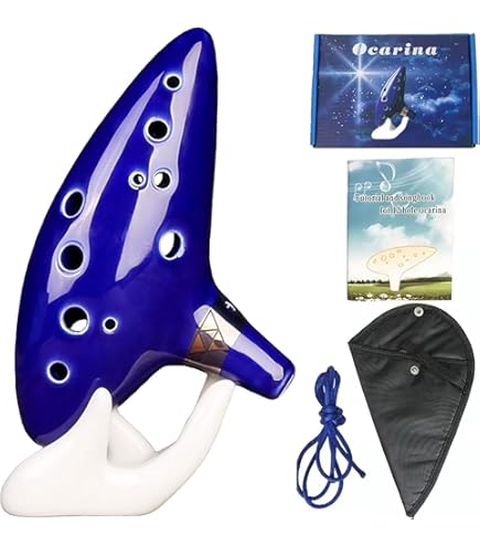 L'MS. Mini ocarina de cerámica con 6 Agujeros con diseño de Legend of Zelda Triforce. Incluye