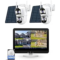 Amazon.co.jp: VORGUT 防犯カメラ 屋外 ソーラー モニタ一付き 2台