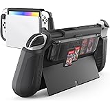 KIWIHOME Protective Case Compatible with Nintendo Switch OLED 2021, Flip Design Playing Card Holder, Ergonomic Comfort TPU Ha
