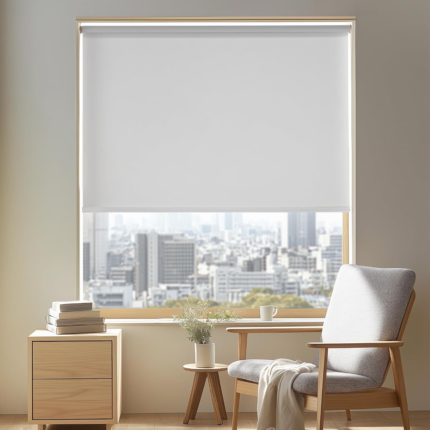 Deconovo ロールスクリーン 1級遮光 ロールカーテン チェーン式 幅80cm×丈220cm ホワイト | 遮熱 断熱 防音 防寒 UVカット 省エネ 表裏同色 無地 目隠し 間仕切り カーテンレール取付可能 賃貸対応 浴室 キッチン 寝室 リ