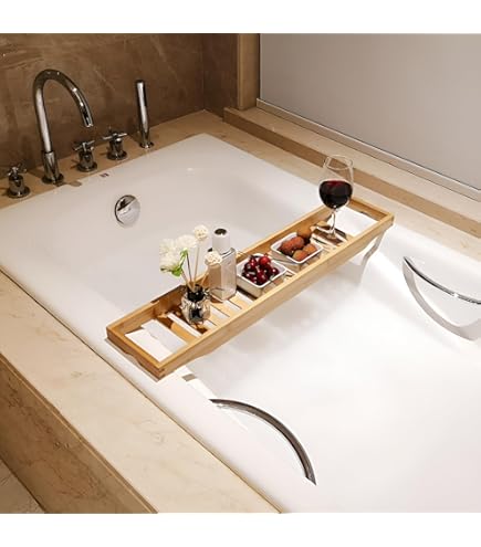 Amazon.co.jp: XRX バスタブトレー バスタブラック 竹製 バステーブル