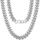 ChainsPro Men Chunky Miami Cuban Chain Necklace, Custom Available, 6/9/14mm Width, 18/20/22/24/26/28/30inch Length, Gold Plat