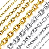 [Richsteel] 2面カット小豆チェーン 3mm 45cm ネックレスチェーン メンズ ステンレス アレルギー対応 細め ヒップホップ アクセサリー