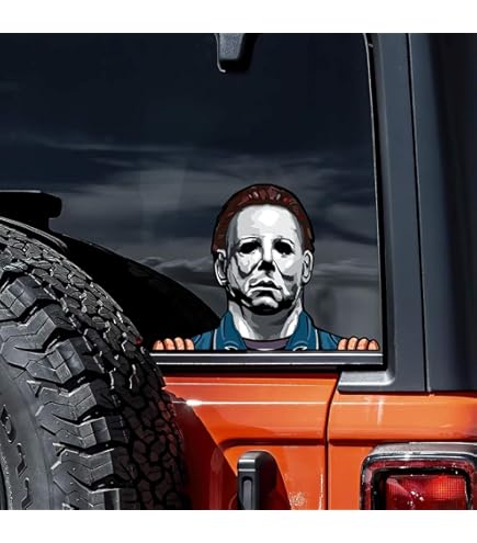 Leniutor Halloween Peeking Vinyl Sticker For Cars, Horror Movie Characters Double