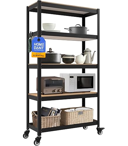 ブラック スチールラック 組立簡単 pusuke 5段 高耐荷重 収納棚