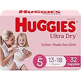 Huggies Ultra Dry Nappies Girls Size 5 (13-18kg) 32 Count