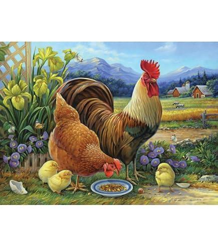 Barnyard Chickens 500-Piece Jigsaw Puzzle - Family-Friendly, Made In USA, Full Color Interlocking - View #4