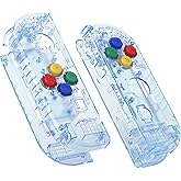 eXtremeRate DIY Replacement Shell Buttons for Nintendo Switch & Switch OLED, Clear Glacier Blue Custom Housing Case with Corl