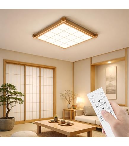 Amazon.co.jp : TT 和風格子ウッドシーリングライト 伝統とモダン融合