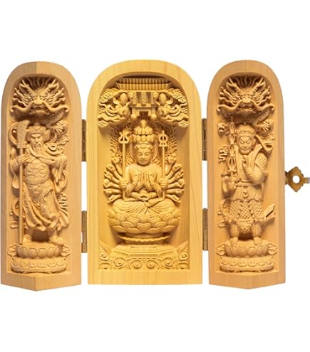 Amazon｜仏像 十三仏 黄楊一杢彫り高級木彫り13仏 13体 仏龕 ぶつがん