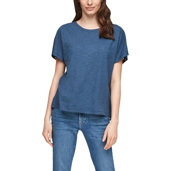 S.Oliver Damen T-Shirt Mit V-Ausschnitt – Slim Fit Aus Weichem Interlock-Jersey Für Lässige Looks