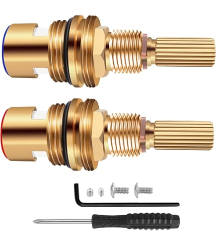 ZYAMY 2-Piece Brass & Ceramic Stem Cartridge – 20 Teeth, Quarter Turn 1/2″ G Thread, Hot & Cold (Clockwise & Counterclockwise), For Kitchen & Bathroom Faucet Repair