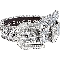 Amazon | [Hnonoxy] シルバー キラキラ ベルト レディース