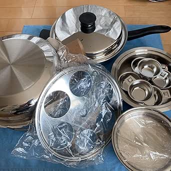 Amazon Co Jp アムウェ クィーン 大フライパン 小ソースパン 6リットルドーム型カバー 仕切り板 うち鍋 万能カップ 6個 ホビー