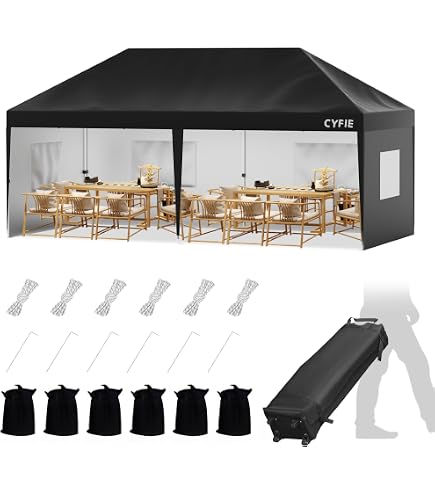 Amazon | CYFIE タープテント 6m 横幕/サイドシート6枚付 ワンタッチ