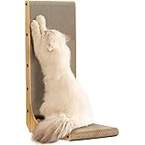 FUKUMARU Cat Scratcher, 68 cm L Shape Cat Scratch Pad Wall Mounted, Cat Scratching Cardboard with Ball Toy for Indoor Cats, L