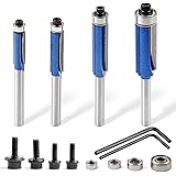 Shineyoo トリマービット ルータービット 轴径6mm 4本入り 面取りビット ベアリング付き トリマー ビット ストレート ほぞカッター 飾り面加工 電動トリマー 木工用