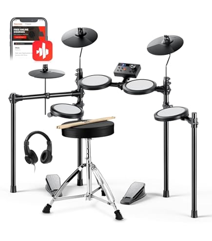 Drum Throne AODSK Electric Drum Set With Quiet Mesh Pads