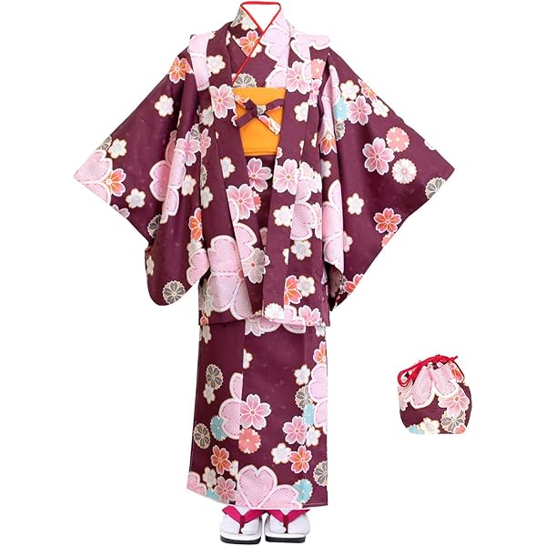 Amazon | 七五三 753 着物 七歳 正絹四つ身着物 ピンク地友禅柄 k4140