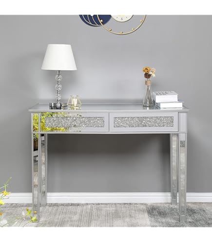 Amazon｜MTFY ミラーコンソールテーブル 引き出し3段 メディア