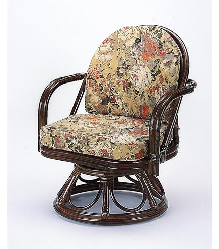 Amazon｜籐ラタン回転椅子ミドルタイプ座面高33cm/im14-saka (ブラウン