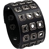 Mgutillart Punk Vintage Alloy Hollow Out Leather Bracelet Rivet Cuff Bracelet