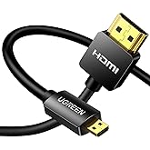 UGREEN Micro HDMI to HDMI 2.0 Cable 2M, 4K 60Hz High Speed HDMI Type D to Type A Adapter Support 3D HDR ARC Ethernet Audio Re