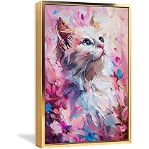 絵画 インテリア 油絵 F4-030419 猫と女の子 \"また来てね～” 絵画 額付 ( 黒 ) 油絵 F4-030419 猫と女の子 また来てね