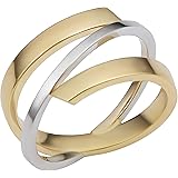 Kooljewelry 10k Two-Tone Gold High Polish Stylish Bypass Ring (Size 5, 6, 7, 8 or 9)