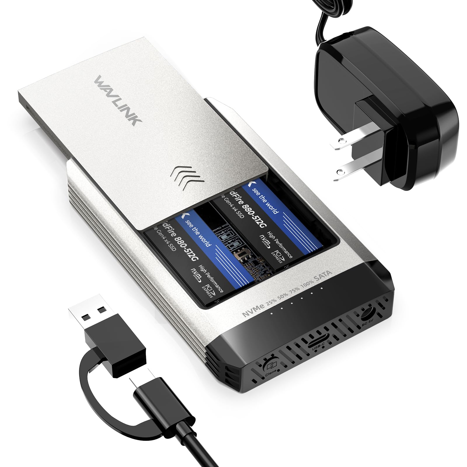 【ブラックフライデー】【6,079円】 WAVLINK M.2 SSDデュプリケーター 10Gbps 高速クローン対応 SATA⇔NVMe 双方向コピー対応 【送料無料】