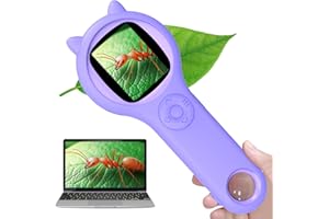 Microscope for Kids - Portable Kids Microscope Pocket Handheld Digital Magnifier with Photo & Video Function, Educational Science Kits Christmas Birthday STEM Toy Gifts for 3 4 5 6 7 8 9 10 Year Old