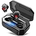【強化版 IPX7完全防水&bluetooth 5.0】Bluetooth イヤホン 完全 ワイヤレス イヤホン 90時間連続駆動 自動ペアリング 自動ON/OFF CVC8.0 ノイキャン AAC対応 日本語音声提示 マイク内蔵 充電式収納ケース付