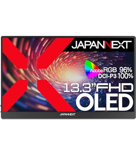 13.3インチ OLED モバイルモニター 本体 JAPANNEXT、有機ELパネル採用の13型4Kモバイルディスプレイ