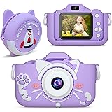 INOCTI子供用カメラ、かわいい防水子供用カメラバッグ付き子供用セルフカメラおもちゃ1080P HDデジタルビデオ充電式スポーツカメラ、子供用2インチ耐衝撃レコーダー漫画カメラ、10代の少女の男の子の誕生日クリスマスギフト（紫）