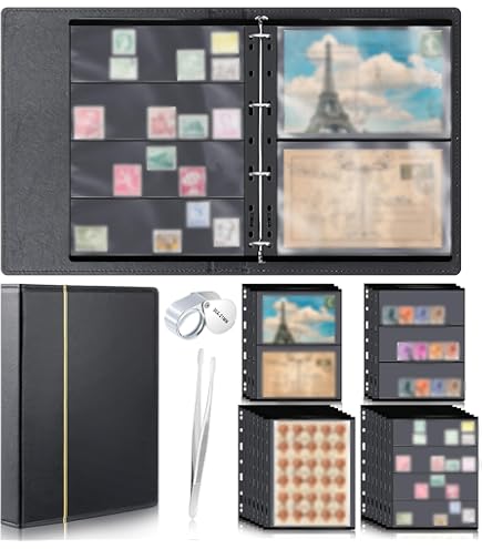 MUDOR Premium PU 4-Ring Binder  Empty Album For Stamps, Coins, Documents &  Collectibles (Blue) Blue Binder