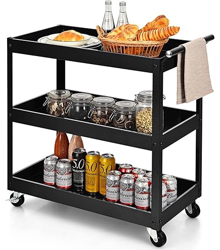 ステンレスワゴン 3段 キャスター付き キッチンワゴン 90cm ワゴン ステンレス サービスワゴン 3段 Lサイズ 防振 総耐荷重約