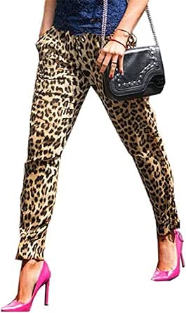 Amazon サラローズ レディース サルエルパンツ ロング パンツ 豹 ヒョウ 柄 レオパード プリント くるぶし丈 カジュアル ボトムス ゆったり らくちん ウエスト ゴム Xl ロングパンツ 通販
