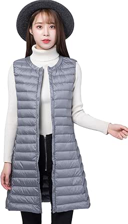 ウンディー ショップ Windyshop ウルトラライトダウンベスト レディース インナーダウン ロング丈 ラウンドネック ライトダウン 収納袋付き 軽量 防風 保温 防寒 撥水 秋冬 ベスト 通販 Amazon