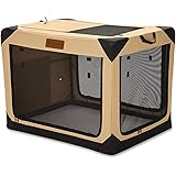 Garnpet 36 Inch Collapsible Soft Dog Crate for Large Dogs, 4-Door Foldable Travel Dog Kennel with Durable Mesh Windows for In