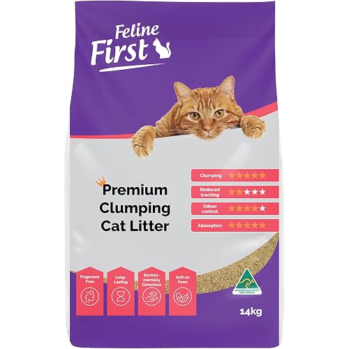 Feline First Organic Clumping Cat Litter 14kg - Premium Clumping Cat Litter for Easy Cleaning, Odour Control, and Long-Lastin