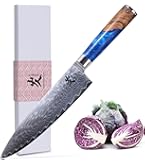 Amazon.co.jp: hecef 牛刀包丁 ダマスカス 203mm プロ仕様 青色樹脂