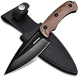 MOSSY OAK ナイフ アウトドアナイフ シースナイフ フルタング構造 全長215mm 天然ウッドハンドル 登山 キャンプ トレッキング 釣り 家庭用 DIY用 防災用 専用シース付き