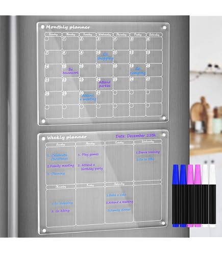 AITEE 16\"x12\" Inches Acrylic Clear Magnetic Dry Erase Board Calendar F
