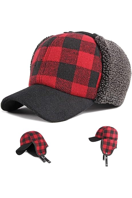 Artex Buffalo Plaid Hunter Cap - Red XL 